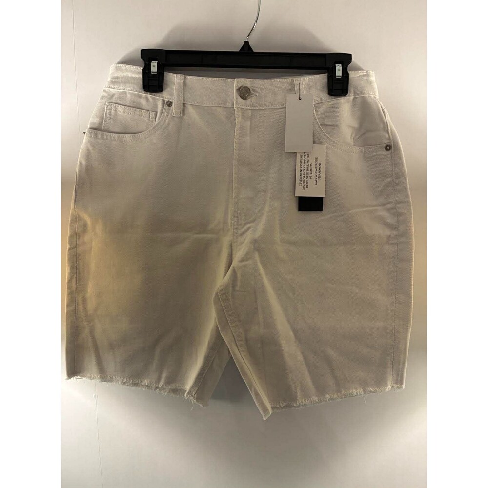 Black Tape Denim Shorts Womens 8 Light Wash Raw Hem Mid Rise Casual